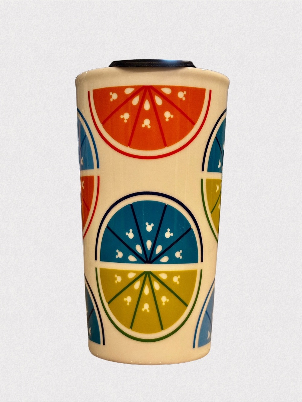 Disney Parks Citrus Hidden Mickey Ceramic Travel Mug w/ Lid